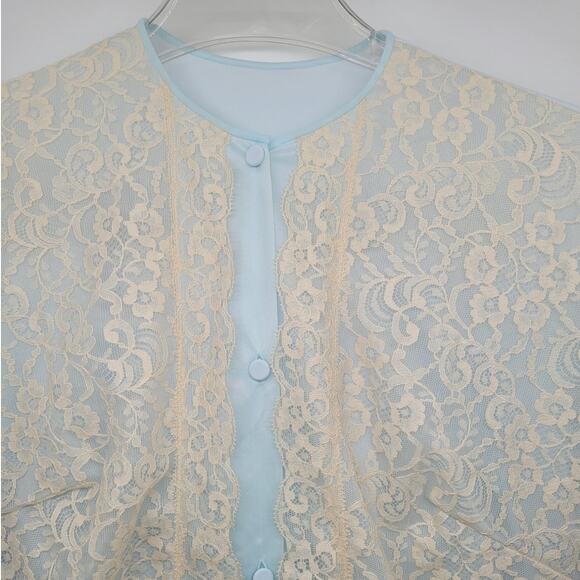 Vanity Fair Vintage Satin Lace Button Up Short Sleeve Pant Pajama Lingerie Set - Picture 6 of 14